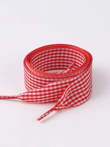 Colorful Plaid Flat Shoelaces, Polyester Woven Creative Checkered Sports Shoelaces, Suitable For White Sneakers And Board Shoes - Multicolor - View 4