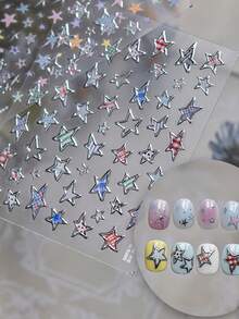1 Metal Nail Art Charm Sticker Self-Adhesive Simple And Exquisite Small Accessory Nail Art Sticker Hot Stamping Rainbow Star Small Nose Gag Sticker - Multicolor - View 4