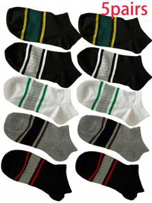10 Pasang Kaos Kaki Pendek Pria, Bahan Katun Murni, Warna Abu-abu, Bernapas & Menyerap Kelembapan, Cocok untuk Olahraga, Bisnis, Acara Kasual, Pemakaian Sepanjang Musim untuk Musim Semi/Gugur/Panas - MultiWarna - View 10