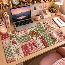 1pc French Romance Patchwork Mouse Pad, Gingham Floral Desk Mat, Polyester Fiber Surface, Non-Slip Rubber Base, Elegant Nail Art Desk Mat For Women, 4 Sizes Available - View 7