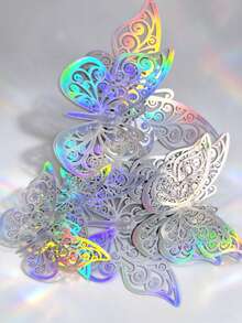 12pcs 3D Hollow Butterfly Wall Stickers For Cake Decoration, Wedding Decoration, Home And Living Room, Birthday Party Decoration, Stickers, Wall Decals, Home Decor Vinyl Stickers, Spring Decoration Items Refresh Your Home, Rama Decorative Stickers Gift Graduation - Multiple Styles - View 18
