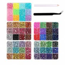 12 Grids Multi Color Flat Back Resin Rhinestones Kit With Tweezers Pencil For Nail Art Fashion Glasses DIY Crafts Decoration - Multicolor - View 9