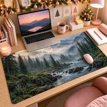 1pc Mountain Forest Landscape Large Desk Mat, Non Slip Extended Gaming Mouse Pad, Nature Scenery Desktop Decor - View 8