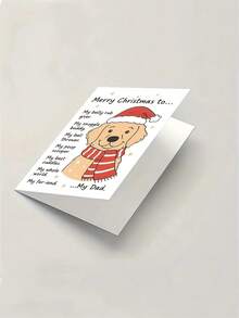 1pc Dog Christmas Card For Dad, Dog Lover – Funny Golden Retriever Cartoon Illustration, Festive Holiday Humor, Thickened, With Envelope - A - View 6