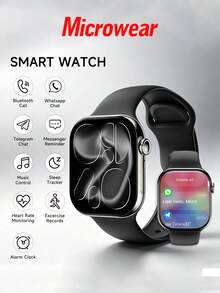 Microwear Smartwatch Compatible With Android And IOS Phones, 2.08-Inch LTPO Screen, Fitness Tracker With 170+ Sports Modes, ChatGPT AI Smartwatch, Heart Rate, Blood Oxygen And Sleep Monitoring - Black - View 2
