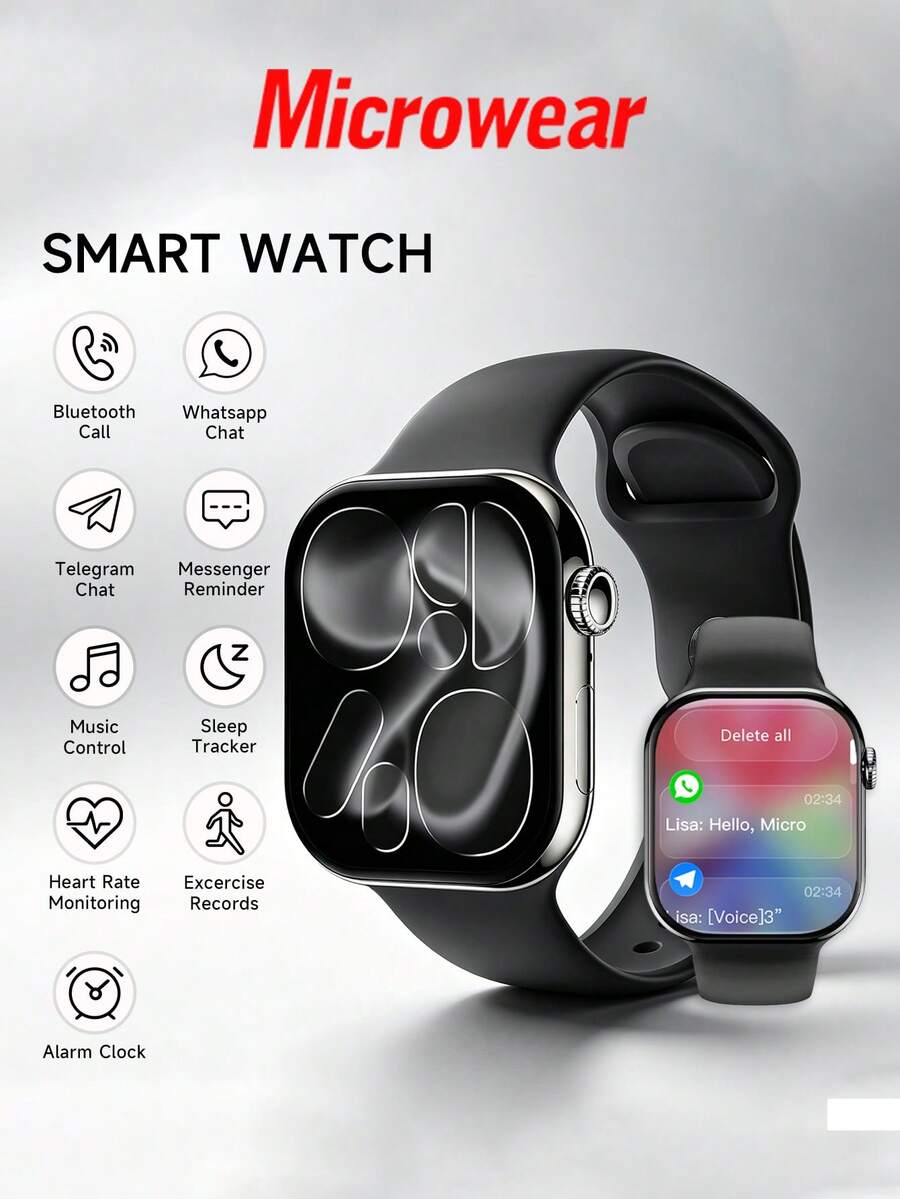 Microwear Smartwatch Compatible With Android And IOS Phones, 2.08-Inch LTPO Screen, Fitness Tracker With 170+ Sports Modes, ChatGPT AI Smartwatch, Heart Rate, Blood Oxygen And Sleep Monitoring
