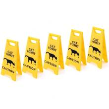 5pcs Cat Vomit Warning Signs, Double-Sided Printing, Funny Cat Warning Sign Decor, Mini Desktop Warning Signs, Perfect Gag Gift For Cat Lovers And Humor Enthusiasts - Sign - View 8
