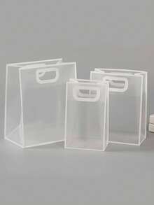 White, Pink, Black Souvenir Transparent Frosted Handheld Gift Bags, 1pc/5pcs/10pcs - A - View 6