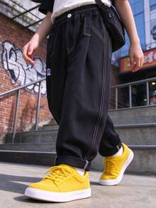 Boys Casual Straight Leg Pants, Spring And Autumn, Toddler & Little Kids - Black - View 5