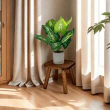 Wooden Indoor Flower Stand Round Pet Bowl Rack Balcony Green Plant Succulent Display Shelf Vintage Solid Wood Planter Holder - Multicolor - View 1
