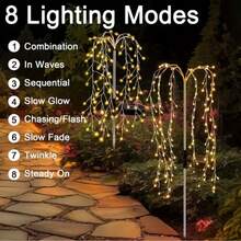 Solar Powered Firework Fairy Lights Warm White LED Lights Christmas Decorations Copper Wire Light Easy To Install Solar-Powered Auto On/Off Perfect For Shop Patio Paths & Lawns Garden Christmas Party Holiday - Ground-mounted Firecracker Lamp - View 3
