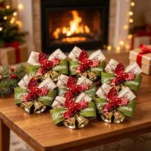 somoving 12pcs Christmas Bow Bells, Suitable For Christmas Tree Decoration, Gift Wrapping, Weddings, New Year Parties, Crafts - Classic Small Ornaments With Golden Tips, Small Bells Halloween Decorations - Multicolor - View 4