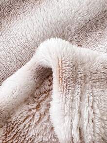 1pc Striped Print Faux Rabbit Fur Blanket, Soft Comfortable Warm Blanket For Home Decor, Suitable For Bed, Sofa, Office, Room Decoration, Dorm, Machine Washable - Light Khaki - View 2