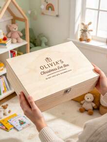 Customized Christmas Eve Gift Box, Personalized Children's Toy Wooden Box, Baby Wooden Christmas Eve Gift Box, Engraved Wooden Box Gift, Christmas Gift Storage Box - Multicolor - View 2