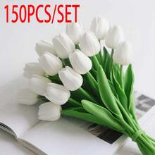 3/10/150pcs Realistic Touch Tulip Decorative Flowers, Home Decor Flowers, Wedding Bouquet, Suitable For Bouquets, Corsages, Wristlets, Wedding Arches, Party Decor, Gift Decor, Restaurant Tabletop Decor - White - View 12