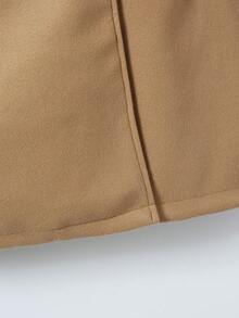 Girls' Autumn/Winter Long Coat, Camel Wool Blend Overcoat, British Style Tie-Waist Warm Jacket - Khaki - View 8