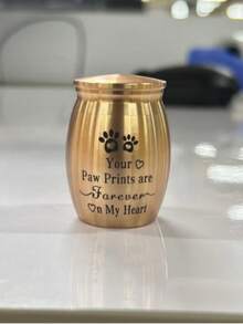 1pc New Pet Cremation Urn, Aluminum Alloy Sealed Storage Jar, Funeral Paw Print Ash Urn - Multicolor - View 6