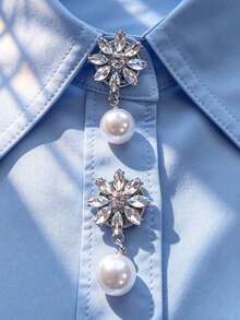 1pc/2pcs Elegant Geometric Button Cover, Shirt Button Cover Clip-On Button Cover Fashion Crystal Cufflink Cover - Multicolor - View 2