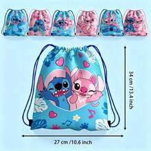 Hasbro 1pc Disney Stitch Drawstring Backpack, Cute Cartoon Cinch Bag, Lightweight Portable Sports Storage Bag, Suitable For Boys, Girls, Travel, Party Gifts - Multicolor - View 4