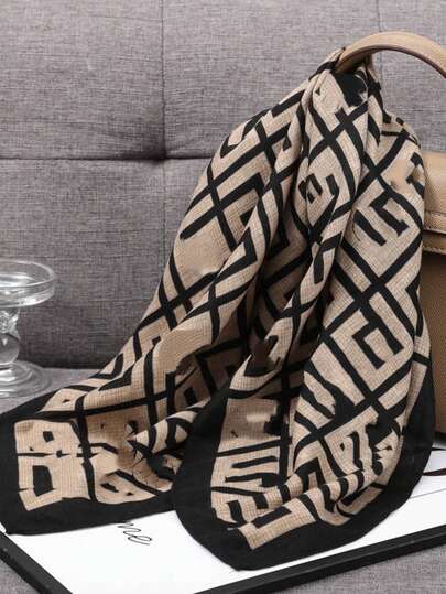 1pc Printed Scarf Sun Protection Air Conditioning Shawl, Women's Accessory