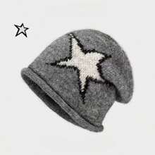 1PC Women's Star Knit Beanie, Stylish Stretchy Autumn Accessory, Suitable For Outing, Halloween Festival Outfit. - Multicolor - View 3