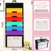 1pc Home Office & Study Storage Organizer, Colorful Gradient Hanging Expandable File Folder With 7 Compartments, A4 Size, Multi-Color Pockets, Suitable For School And Office Supplies Organization,Back To School - 1pc - View 10