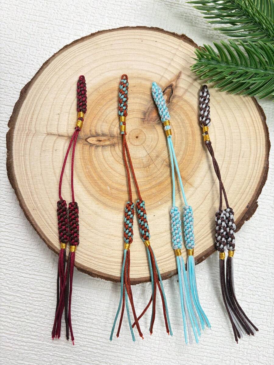 1pc/2pcs Islamic Tasbih Woven Tassel, Exquisite Knotted Prayer Beads Tail Pendant, Handmade Braided Rope Tassel, Prayer Beads DIY Accessory - Multicolor - View 1