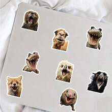 50pcs Realistic Surprised Animal Face Stickers, Waterproof Stickers, Suitable For Bicycle, Laptop, Desk Decoration - Multicolor - View 3