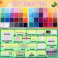 48 Colors Mini Fuse Beads DIY Handmade Craft Material Kit, Creative Craft Gift, Christmas Handmade Enthusiast Iron-On Beads Material, Suitable For Friends Gathering, Club Handmade Activities, Halloween Gifts, Beginner Pixel Art, DIY Jewelry And Decorations - Multicolor - View 12