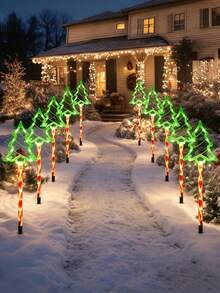 1pc Solar Powered Christmas Tree Light, Outdoor Waterproof Christmas Tree Shaped Lawn Light, Suitable For Winter Christmas Tree Decoration, Garden, Yard Ground Decoration, Pathway, Fence And Christmas Party Atmosphere Lighting - Christmas Tree - View 8