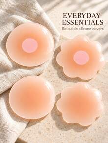 2pcs Reusable Silicone Nipple Covers, Seamless Invisible Self-Adhesive Nipple Pads - Women's Lingerie And Accessories - A - View 4