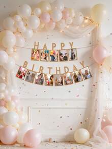1 Set Birthday Letter Banner, Birthday Party Photo Backdrop Decoration, Background Wall, Photo Album Wall - Birthday Flag - View 2