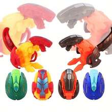 Boneka Robot Dinosaurus Transformable Berukuran 3,1 Inci - Aneka Warna (Putih/Ungu/Merah/Hijau/Biru/Kuning) dengan Cangkang, Boneka Robot Dinosaurus Transformable, Pengisi Keranjang Paskah, Hadiah Pesta Ulang Tahun untuk Anak Laki-laki dan Perempuan, Set Figur Aksi - MultiWarna - View 3