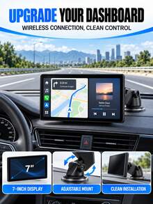 2026 New 7 Inch Wireless CarPlay And Android Auto Car Player, Touch Screen Bluetooth Hands-Free/Screen Mirroring/Navigation/Voice Control/TF Card/AUX, Suitable For Cars, Trucks, SUVs - AHD Function - View 7