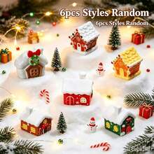 6 buah/Set, Dekorasi Model Rumah Natal Miniatur, Aksesoris Rumah Salju Mini dari Resin, Cocok untuk Tanaman Pot di Meja, Botol, Dekorasi Rumah, Dekorasi Pesta, Sebagai Hadiah - MultiWarna - View 7