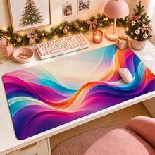 1pc Colorful Abstract Wave Mouse Pad, Vibrant Gradient Rainbow Curves Extended Desk Mat For Home Office And Gaming - View 17