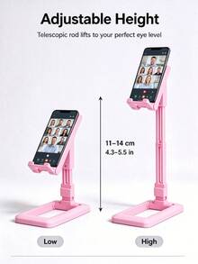 1pc Foldable Telescopic Multi-Function Desktop Phone Stand, Creative Height Adjustable Portable Holder; Suitable For Daily Use, Bedside, Online Classes, E-Commerce Photography And Desktop Storage; Stable Base, Travel Essential, Hands-Free, Comfortable Viewing - One Size - View 4