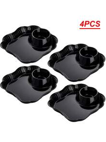 1 buah/2 buah/4 buah Piring Plastik Persegi untuk Saus Celup Pangsit, Cocok untuk Buah, Pangsit, Kentang Goreng, Sushi, dll., Cocok untuk Rumah, Restoran, Pesta, Sekolah, dan Hadiah. - Hitam - View 8