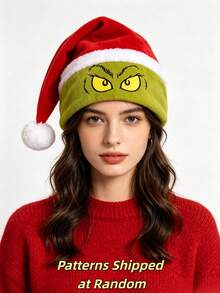 The Grinch The Green Plush Christmas Hat Embroidered Colorblock Adult Holiday Party Hat (Random Style) - Multiple Styles - View 1
