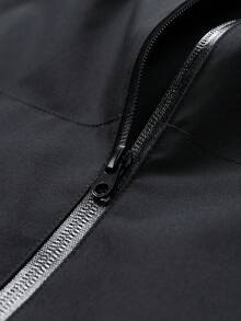 1pc Men's Solid Color Minimalist Hooded Jacket, Suitable For Daily Outings And City Commuting, Autumn/Winter Outerwear - Black - View 6