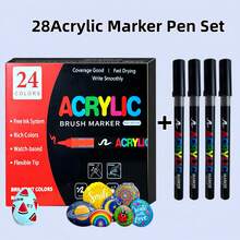 13-66 Colors Acrylic Paint Markers Set,Brush Tip And Soft Tip,Painting On Stone,Wood,Calligraph,A Holiday Gift For Friend And Students ,Back To School - Multicolor - View 8
