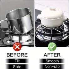Kitchen Multi-Functional Pot Trivet Rack, Cross-Shaped Heat-Insulating Pot Holder, Countertop Coffee Pot And Milk Bottle Storage Organizer - Silver - View 4