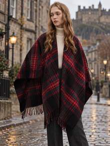 1pc Women's Solid Color Polyester Warm Versatile Elegant Casual Shawl For Daily Use - Black - View 3