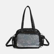 Japanese Style Star Print Transparent Ita Bag, Shoulder Crossbody Bag With Clear Display Window, Pin Badge & Charm Display Tote For Daily Use, School, Travel, Birthday Gift - Multicolor - View 6