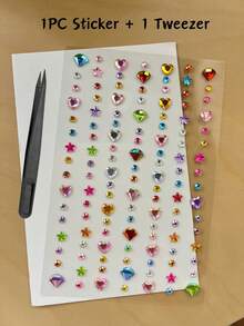 1 buah Set Stiker Rhinestone 3D Warna-warni dengan Pinset, Stiker Permata Bulat Bintang Hati Warna-warni, Stiker Rhinestone Akrilik Perekat Diri 3D, Stiker Dekorasi Gelas Air, Tersedia Berbagai Gaya, Cocok untuk Casing Ponsel, Gelas, Kamera, Casing Earphone, Earphone, Gantungan Kunci, Stiker Kreatif Dekorasi Gelas Air - Satu-Ukuran - View 11