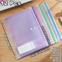 12/6Pcs 11-Hole Clear Multi-Color Snap Button A4 File Bag Transparent Plastic Document Pouch For School Office Back To School Stationery Organizer For Students Teachers Office Portable Waterproof Paper Storage Holder For Exams Meetings Daily Use Pro - Sets - View 7