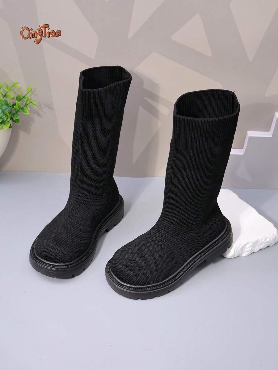 Christmas Kids Casual Boots For Daily Wear - Black - View 1