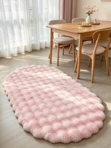 Soft Fluffy Oval Plush Rug, Suitable For Bedroom, Living Room, Study, Office, Washable Non-Slip, Cute Faux Fur Decorative Rug, Bedside Rug, Bedroom Decor, Home Decor, Room Decor - Baby Pink - View 3
