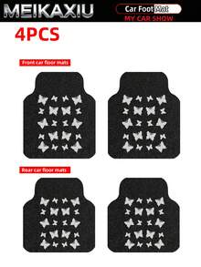 MEIKAXIU 1/2/4PCS Beautiful Butterfly Silk Loop Car Floor Mats, Easy To Clean, Wear-Resistant, Dirt-Resistant, Shake To Clean, Universal Fit Car Floor Mats Protection Pads For Women - Butterfly Chenille Bath Mat - View 12