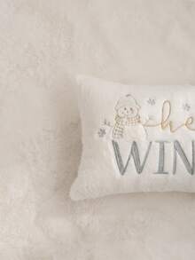 1pc Christmas Snowman Embroidered Pillowcase, Christmas Hello WINTER Pillowcase, Suitable For Indoor Decoration, Christmas Decoration, All Season Pillowcase, Without Insert - Multicolor - View 7